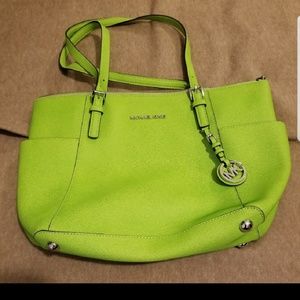 Lime green Michael Kors jetset tote